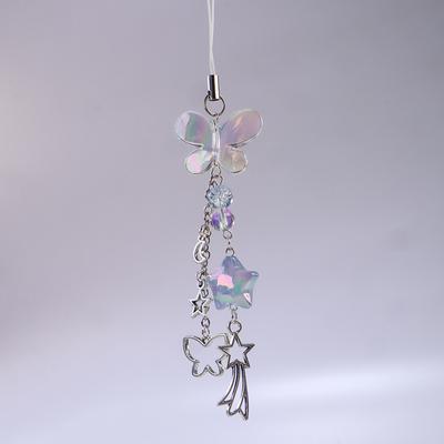 Originální Modrá Y2K Roztomilý Motýl Hvězda Řetízek na Telefon Přívěsek Proti Ztrátě Popruh Klíčenka Šňůrka Přívěsek Ins Taška Dekorace Fotoaparátu