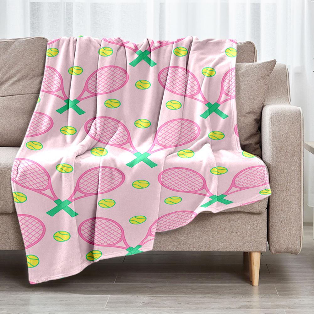 Tennis Theme Printed Blanket - Perfect for Couch, Bed, Travel & Outdoor Use | Machine Washable, Cozy & Durable.