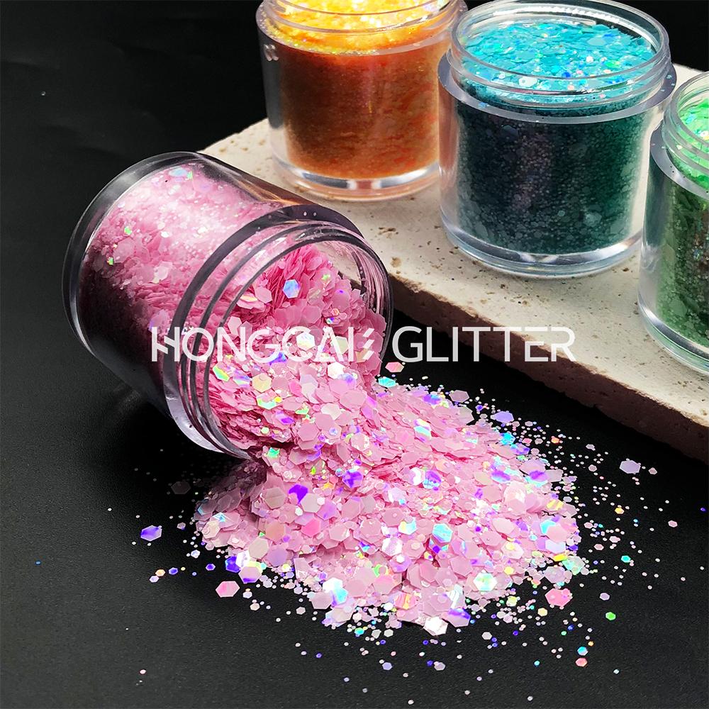 Bulk Holographic Macaroon Polyester Chunky Mixed Glitter for Epoxy Resin Crafts Tumblers Christmas Decorations
