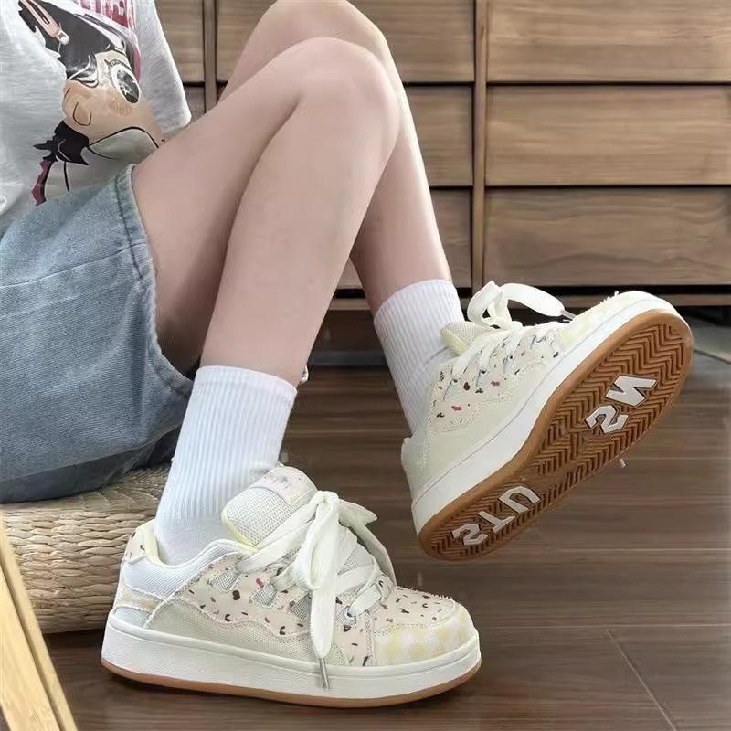 Cranberry Color Scheme Niche Board Shoes Women's 202 Summer New Versatile Sports Casual Bread Shoes