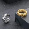 Kalen Braided Stainless Steel Men's Ring Punk Chunky Accessories Gold Color Finger Ring Trendy Jewelry Gift Thick Anillos