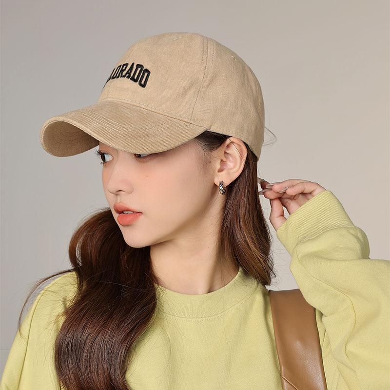 Embroidered Letter Baseball Cap for Couples, Big Head Circumference, Soft Top, Versatile Spring and Autumn Duck Tongue Hat