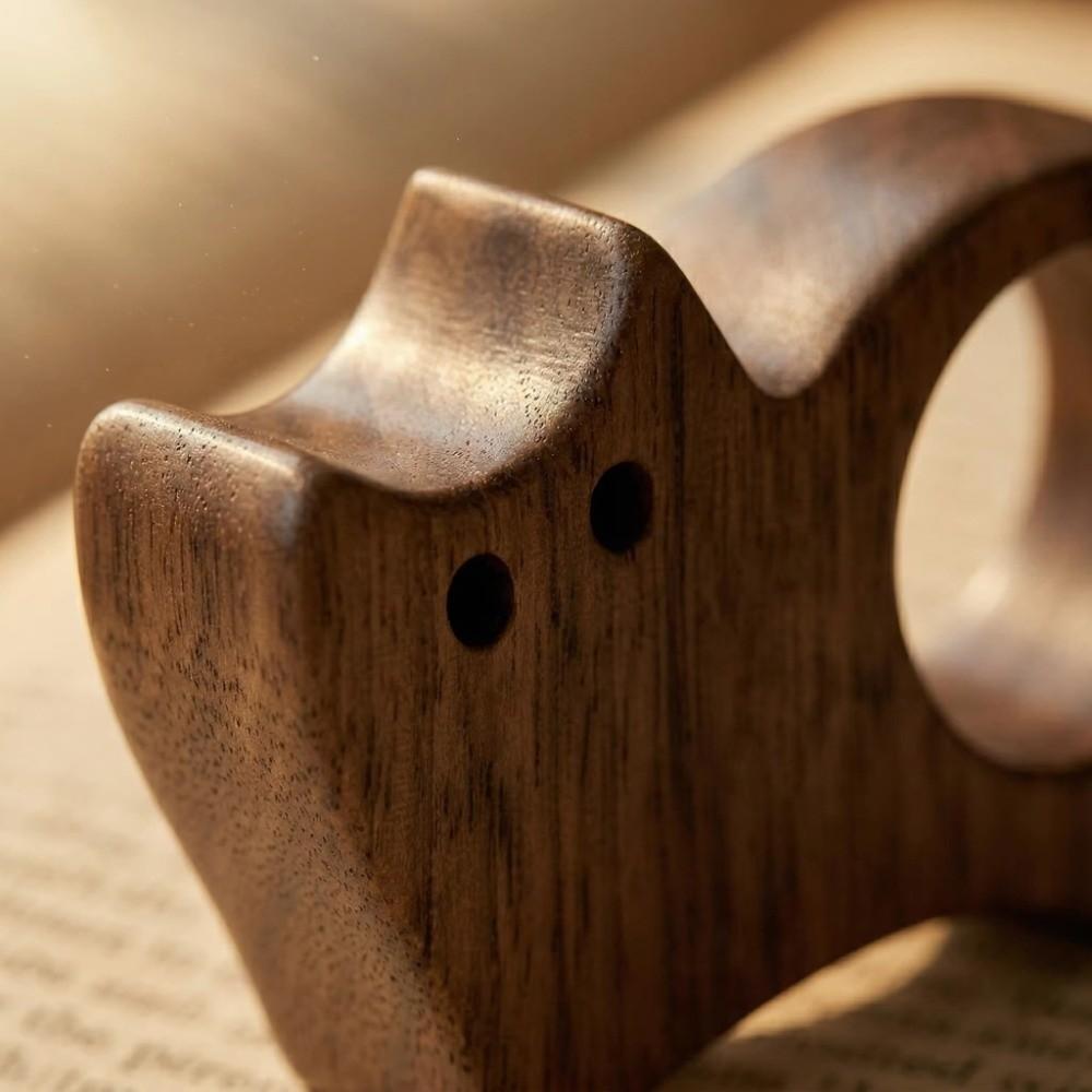 Fast Reading Aid Wooden Cat Bookmark One Hand Operation Reading Bookmark Rings  Book Use