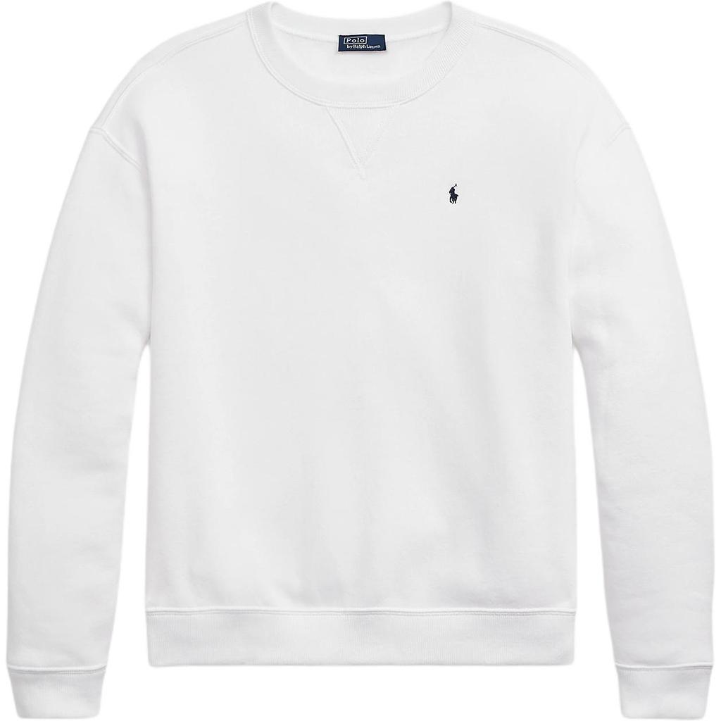 Polo Ralph Lauren FW23 Solid Color Small Pony Embroidered Casual Loose Round Neck Long Sleeve Sweatshirt Women sweatshirt White 211841662-001