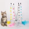 Pompom Cat Toys Interactive Stick Feather Toys Kitten Teasing Playing Plush Ball Pet Supplies For Cat Toy