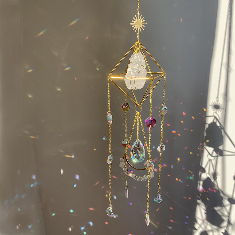 Honor of Crysal Rainbow Wind Chime Pendant Geometric Balcony Decoration Wind Chime Crystal Decoration