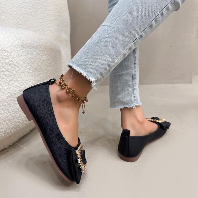 Fashion Luxury Rhinestone Bow Flats Shoes Woman Pointed Toe Champagne Silk Bowknot Ballet Shoes Big Size 35-43 Wedding Shoes for Women