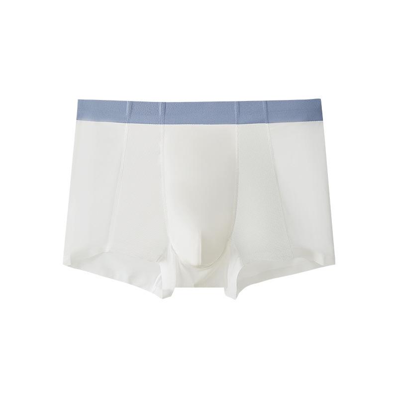Men's Ice Silk Seamless Boxer Briefs - Breathable Mesh, Antibacterial Crotch, Mid-Waist