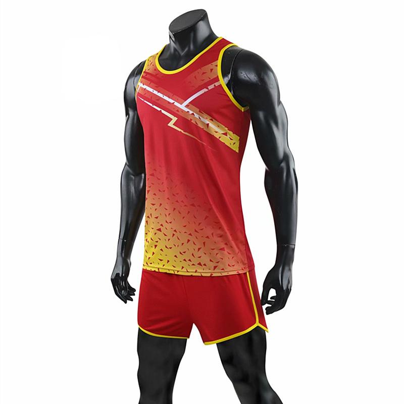 Fashion Men Women Vest+Shorts Breathable Track Field Competition Sportswear Sprint Running Suit Marathon Clothes Running Sets