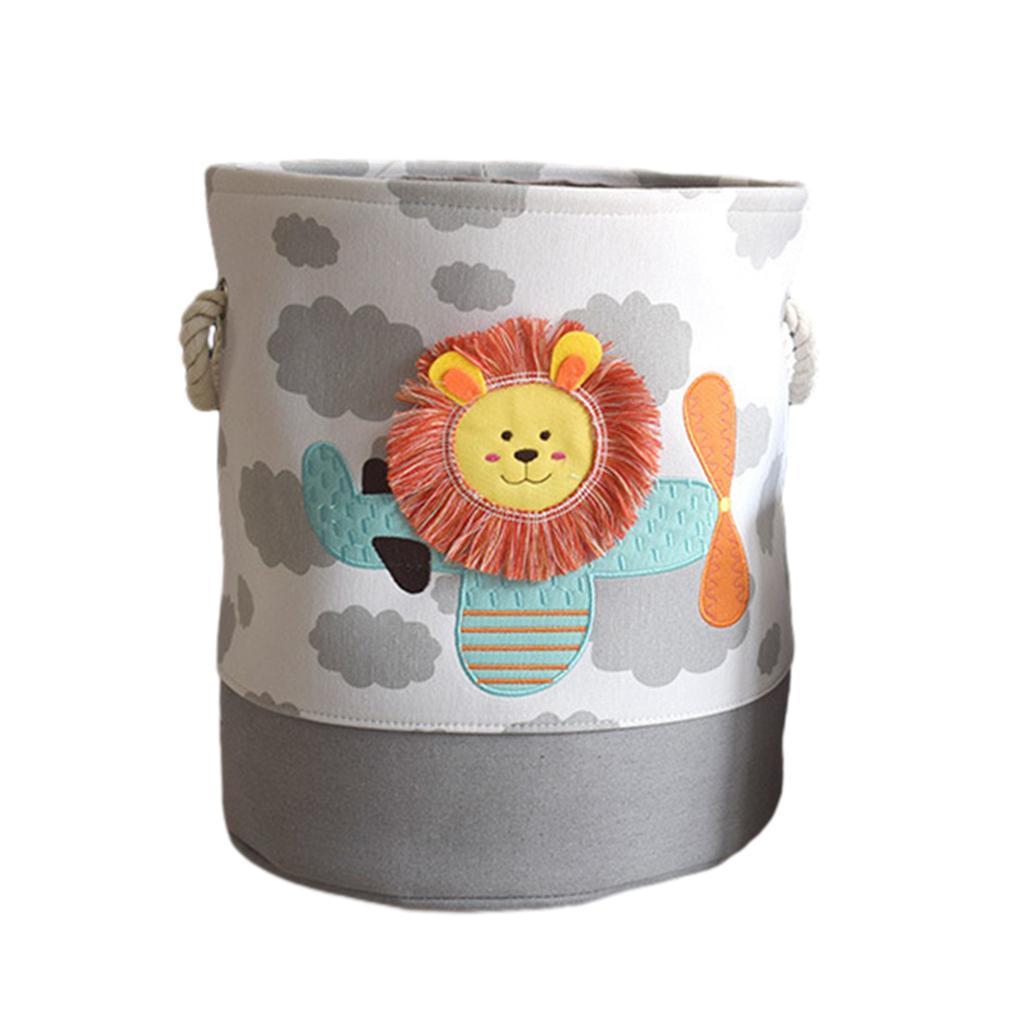 Canvas Clothes Basket Lions Giraffe Laundry Hamper with Handles Waterproof Storage Organizer Perfect for Kids Boys Girls