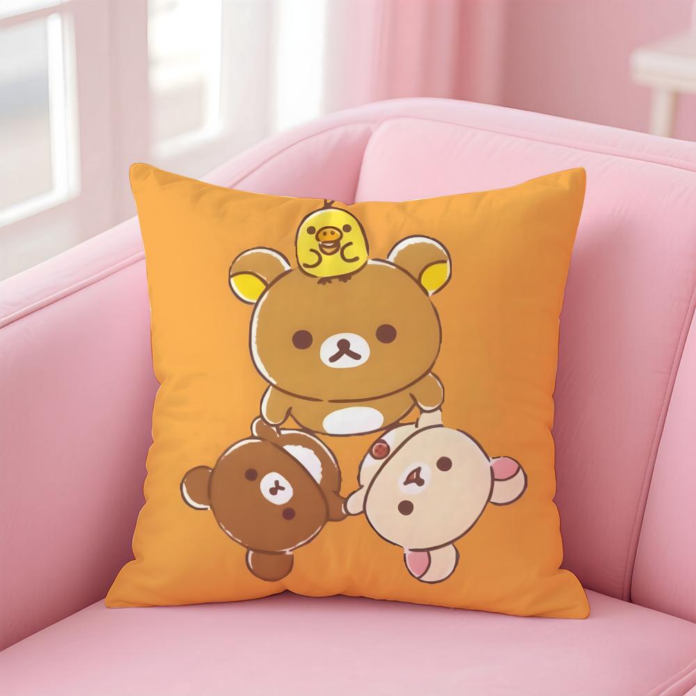 

R-Rilakkuma Cute Cushion Cover Comfortable Reversible Pillow Cover Ideal for Car Sofa Bedroom & Beyond 12x12Inch
