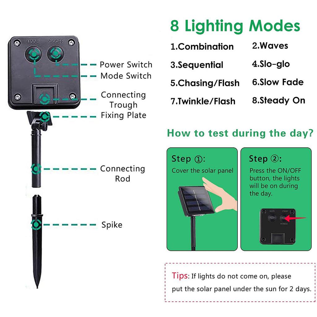 105Ft LED Solar Lights, 300Leds, 8Modes Outdoor Waterproof Fairy Garland Lights, Christmas Party Garden Wedding Birthday Decor