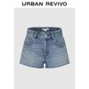 UR2026 Damen Gewaschene Ausgefranste Denim Hotpants