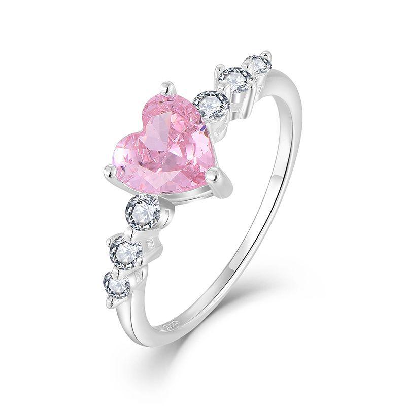 Exquise Bague Cœur Rose en Argent Sterling S925 pour Femmes - Luxe Léger, Polyvalente, Simple, Sensation Haut de Gamme