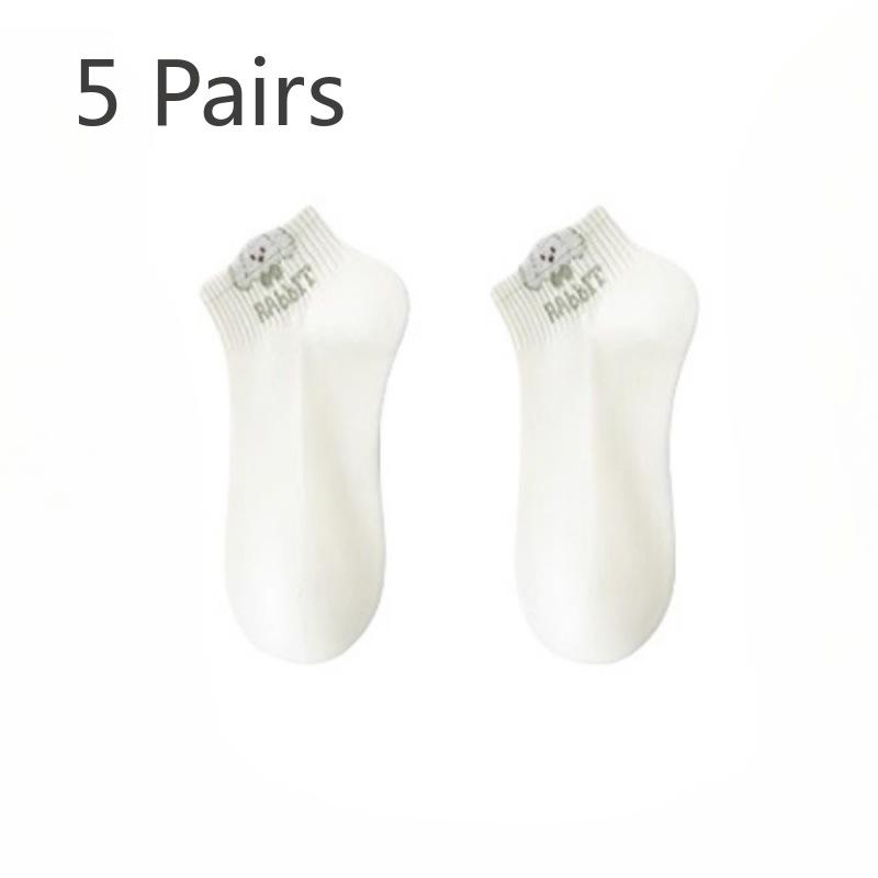5 Pairs of Women's Summer Thin New Pure Cotton Anti Odor Short Boat Socks