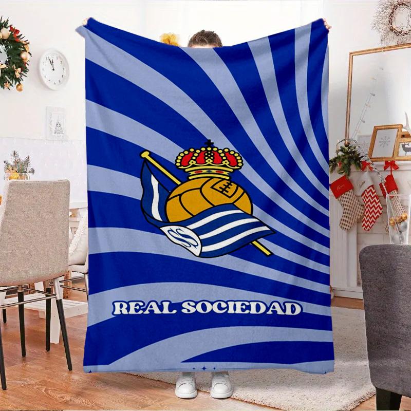 Real Sociedad Blanket Outdoor Flannel Blanket for Camping, Hiking, Garden Parties, Picnic Essentials,gift for family and friends