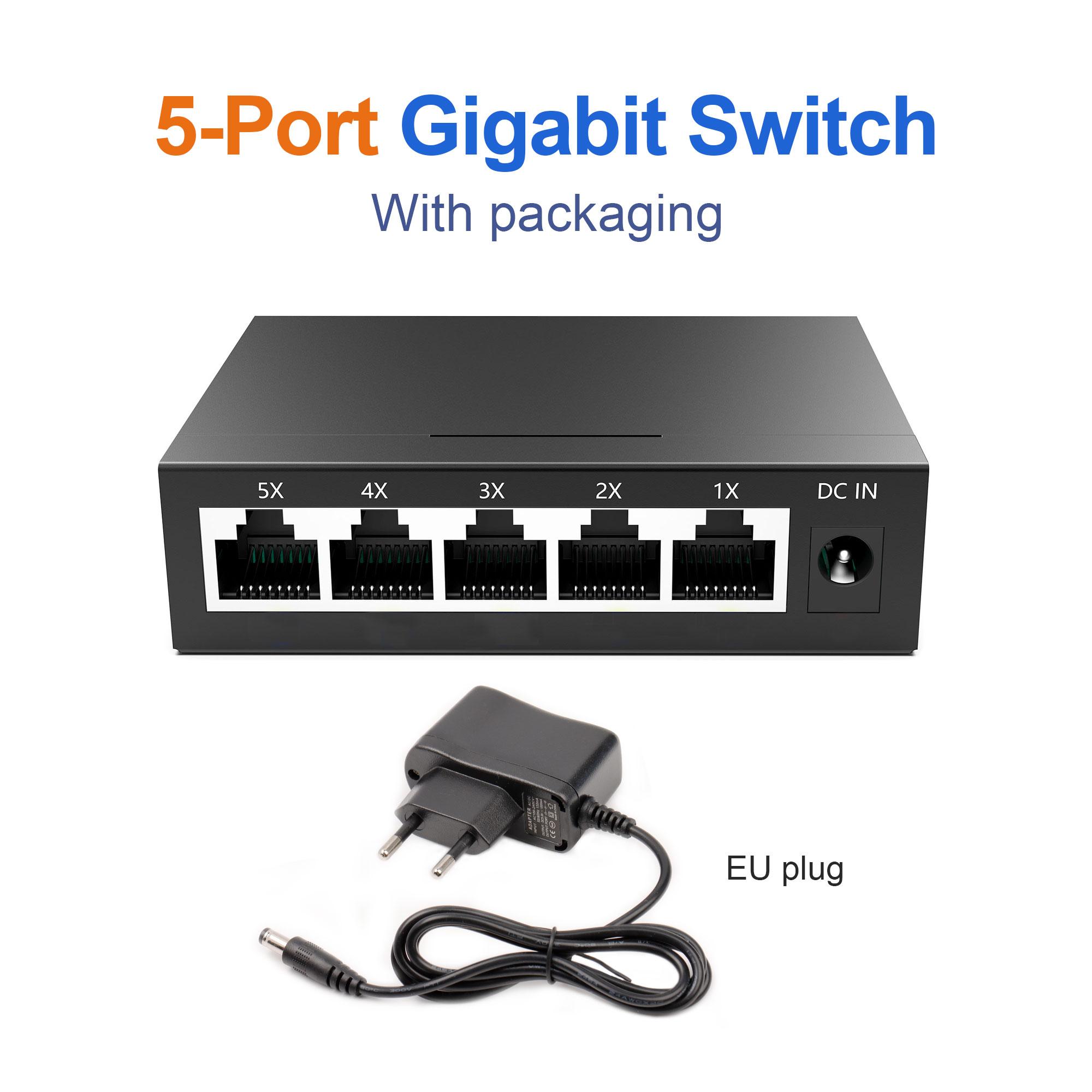 

5/8 портов Гигабитный Ethernet-коммутатор 10/100/1000 Мбит/с Интернет-разветвитель Сетевой хаб , RJ45-хаб Авто MDI/MDI-X Коммутатор Неуправляемый