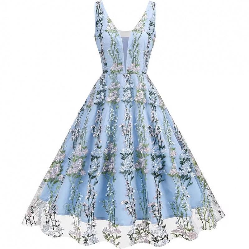 European and American Tulle Floral Dress 2026 Summer New Wedding Guests Formal Party Dress