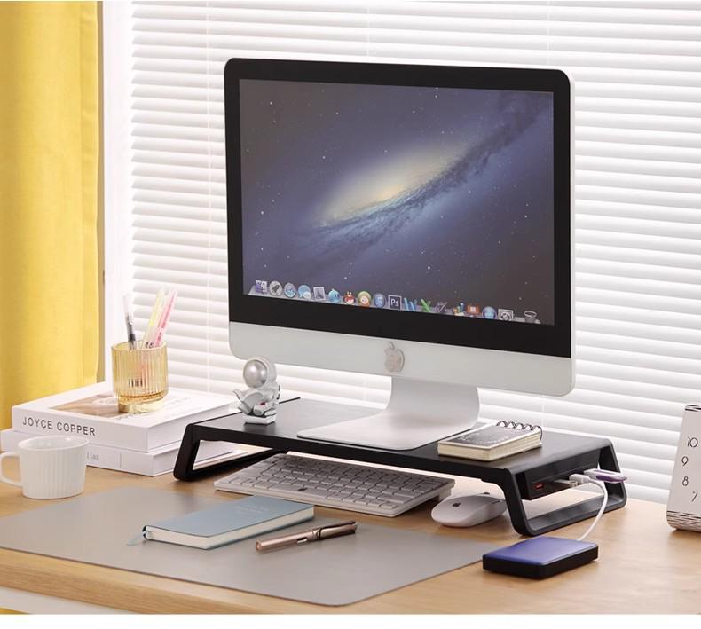 Verstellbarer USB-Monitorständer für Schreibtisch: Ergonomischer Bildschirmständer mit Ablage