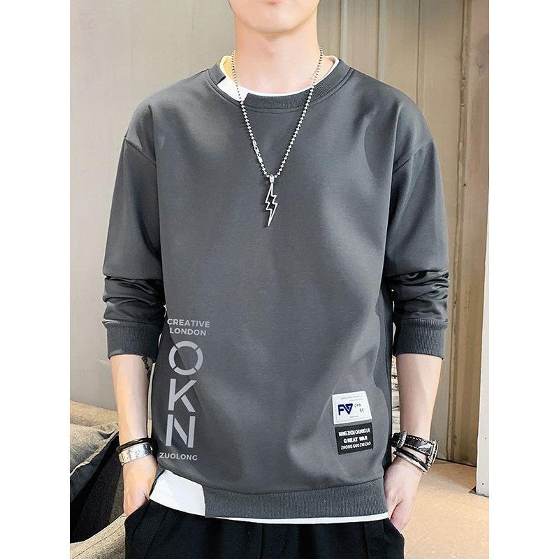 Spring New Trend Casual Crew Neck Fashion Fake Two Sweater