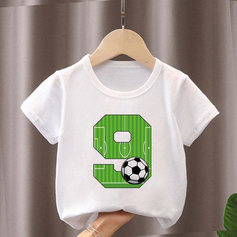 Summer New Boys Girls Football T Shirts Birthday Shirt 1-12 Years Boy Soccer Sport T-Shirt For Kids Birthday Gift Tshirt Tops