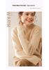Women's 2025 Autumn/Winter Cashmere Sweater: Half-High Collar, Thick Knitwear, Hollow-Out Design