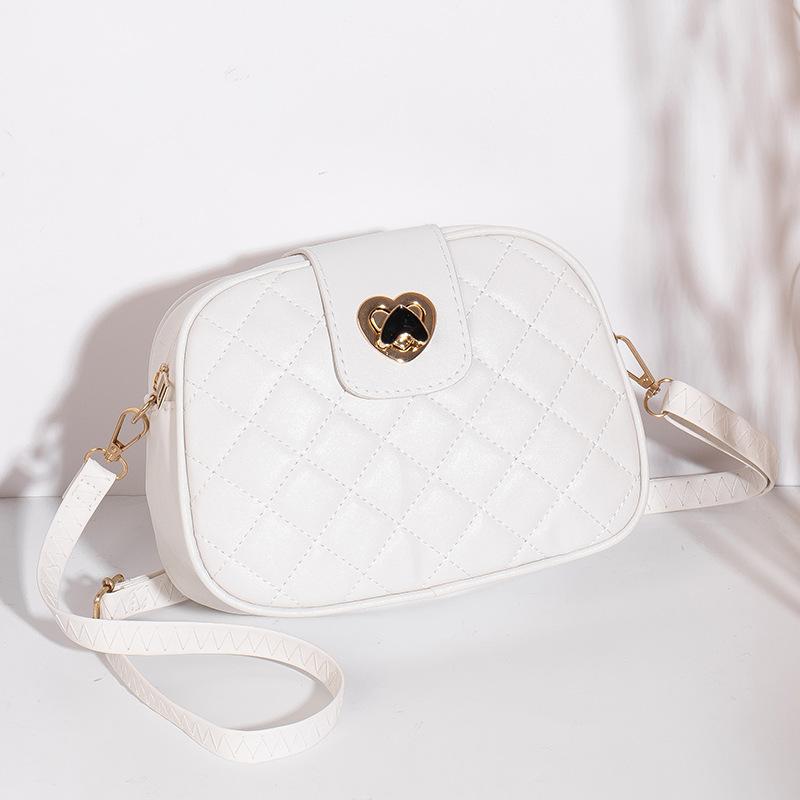 Casual Embroidery Rhombus Shoulder Crossbody Camera Bag New Versatile Love Lock Women's Bag