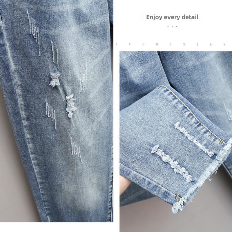 Stretch Jeans Damen Haremshose Locker Abnehmen Karottenhose Elastische Hohe Taille Freizeithose