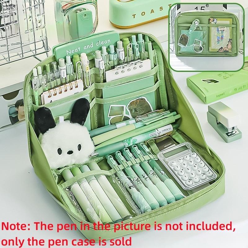 

Милый пенал с пандой на 12 слоев большой вместимости для студентов, милые мультяшные животные, многослойное хранение, пенал для канцелярских товаров, ручки в комплект не входят зелёный