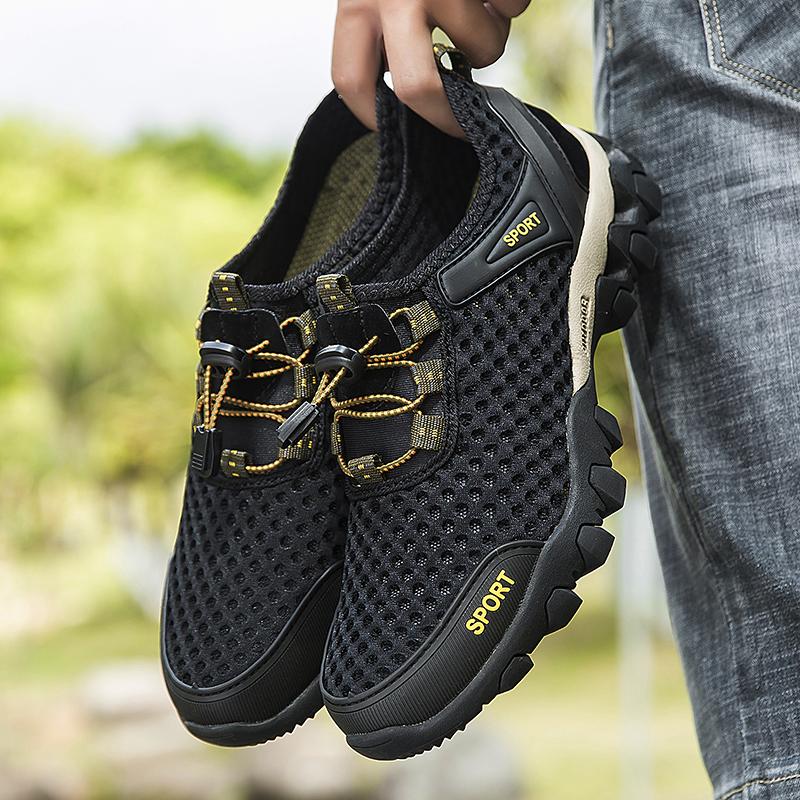 

Модні чоловічі кросівки 2024 Літо Нове дихаюче повсякденне спортивне взуття Водонепроникне протиковзке взуття для альпінізму на відкритому повітрі Сітчасте альпіністське взуття 38-46 46 чорний