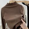 Women's Autumn Winter Fleece Lined Plus Size Tops Long Sleeve Turtleneck Velvet Base T-shirt