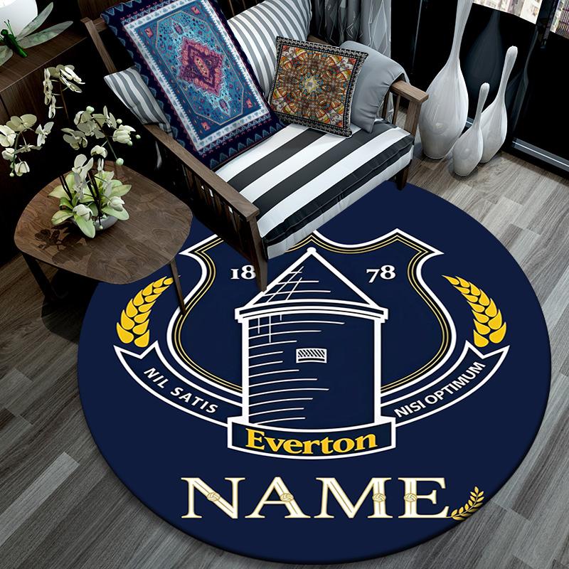 Custom Name,Everton FC pattern round rug,Carpet Rug for Living Room Bedroom Playroom ,Non-slip Floor Mat,Holiday Gifts and Birthday Gifts.