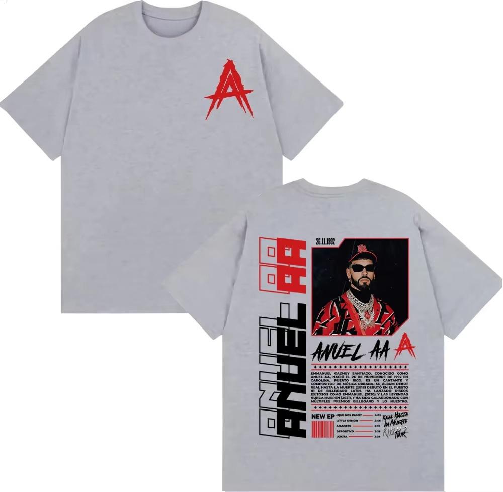 Summer 2025 Anuel AA Rhlm 2 Real Hasta La Muerte Photo Album Tshirt Mens Hiphop Retro Tshirt 100 Cotton Oversized Tshirt