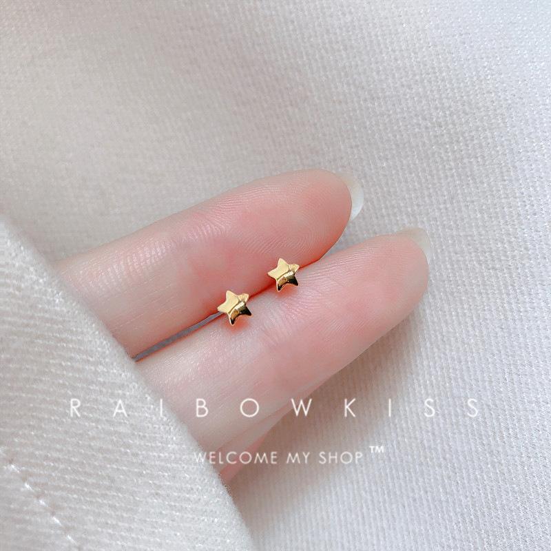 Gold Color Silver Plated Mini Butterfly Heart Stud Earrings For Women Cartilage Helix Tragus Piercing Jewelry Gift