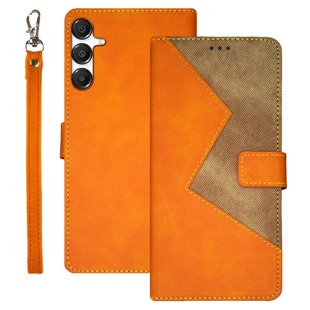 

IDEWEI For Samsung Galaxy A26 5G Case Card Slots Splicing Color Leather Phone Cover Yellow
