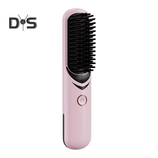 

Беспроводной выпрямитель для волос с 3 регулируемыми температурами, быстрый нагрев, портативная дорожная горячая щетка с отрицательными ионами, электрическая расческа для укладки вьющихся волос, распутывающая их розовый