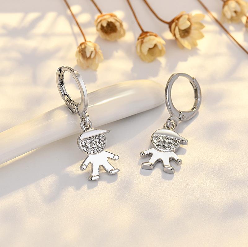 Fashion, Simple and Versatile Boy Earrings for Women Niche Design Cartoon Earrings Golden