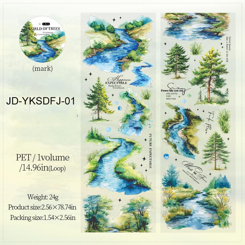 65mm*200cm Scenery of Tree Series Vintage Tree Landscape PET Tape Creative DIY Journal Material Collage Scrapbook Stationery