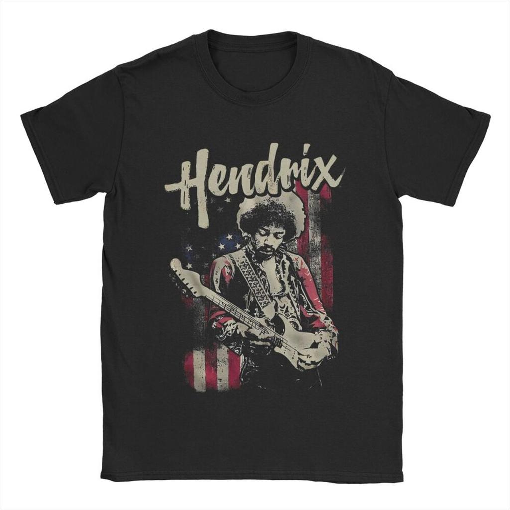 Jimi Hip Hop T-Shirts for Men Hendrixs Vintage Rock Guitar Singer Vintage Cotton Tees Crew Neck Short Sleeve T Shirt Gift Idea