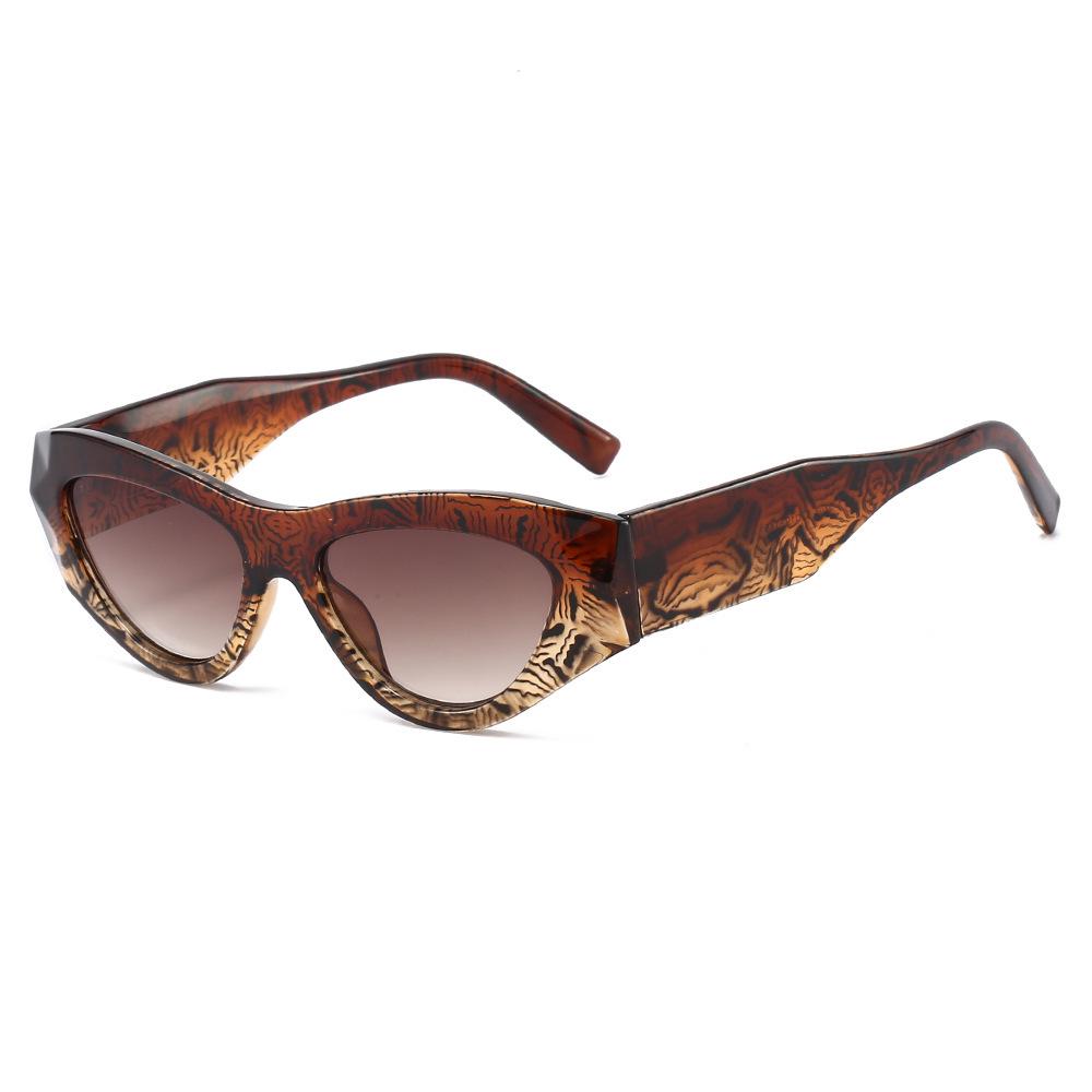 Cross-Border Cat-Eye Flat-Top Glasses with Contrasting Colors: European/American Style, Floral Wide Temples, Trendy Fashion Frame