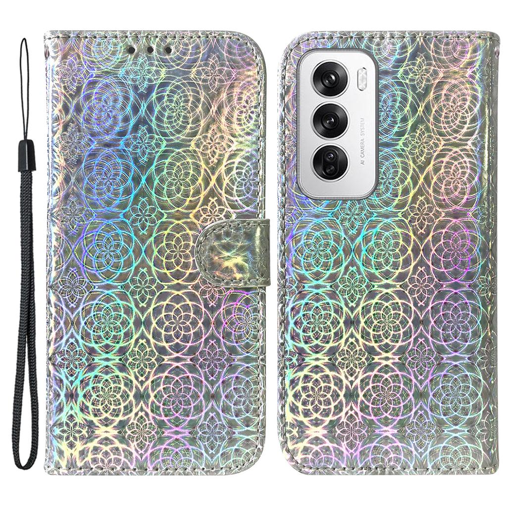 For Oppo Reno12 5G (Global) Case Dazzling Flower Leather Phone Cover with Stand