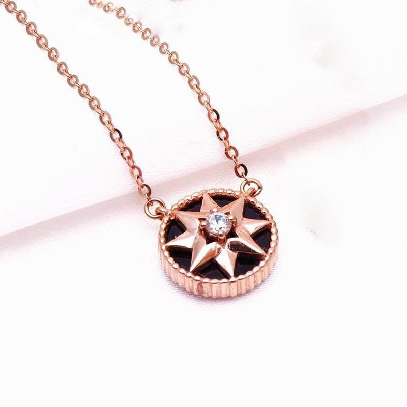 Purple Gold Sun Blackstone Redstone Necklace Fashion Rose Gold Plated Trend Color Gold Set Chain