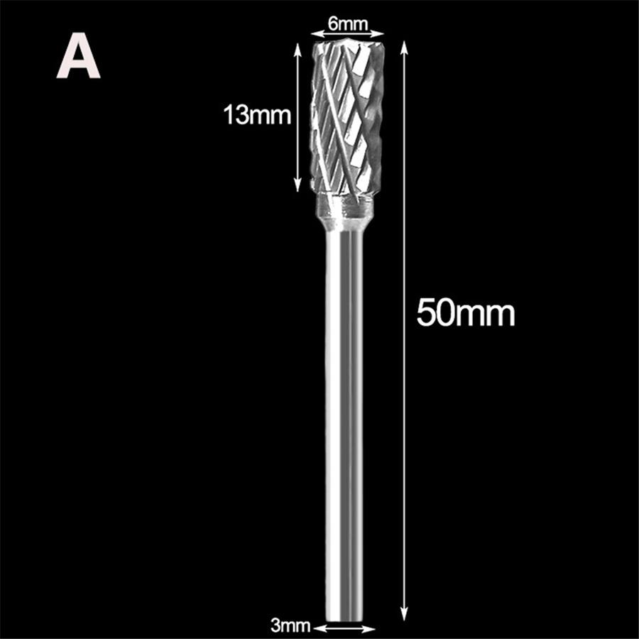 10Pcs 1/8" Shank Tungsten Steel Burr Rotary Drill Bits Tools Cutter Files Set