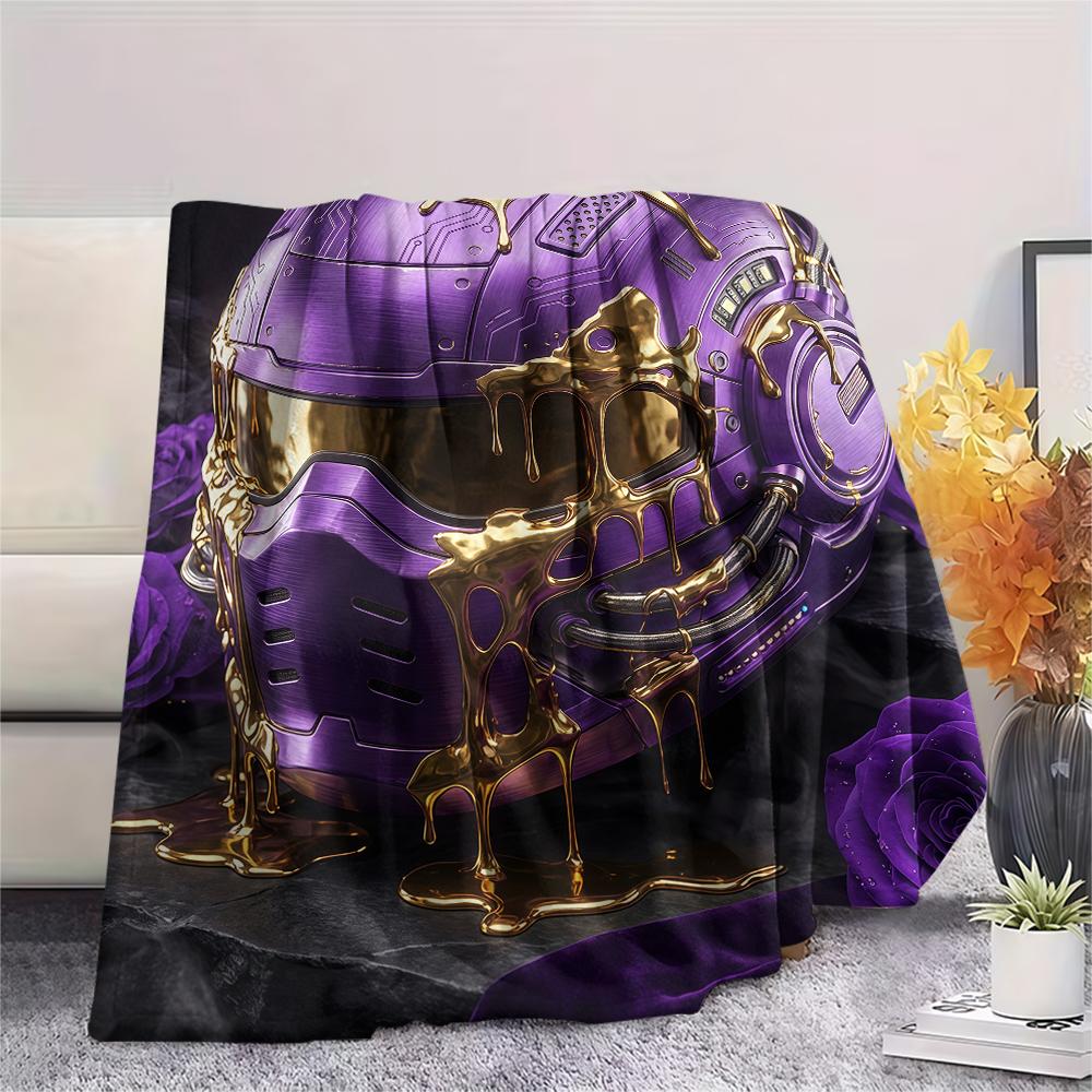 Purple patterns and masks Print Flannel Blanket,High quality Comfortable for All Seasons,Home Decor,Warmth and Comfort,Perfect for Christmas Gifts
