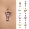 Elegant Dangled Belly Ring Bow Curved Barbell Trendy Butterfly Navel Piercing  Women Jewelry