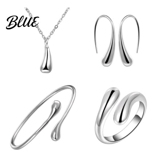 4 Piece Jewelry Set Pcs/Set Women Water Drop Shape Polished