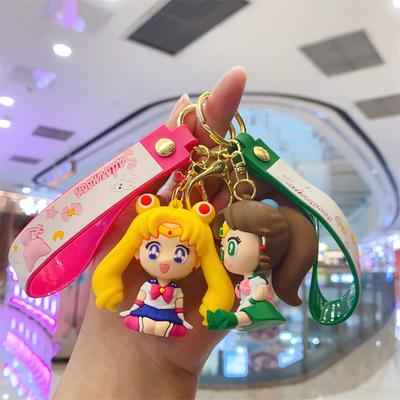 New Cute Sailor Moon Keychain Cartoon Epoxy Doll Bag Pendant Key Ring Small Gift