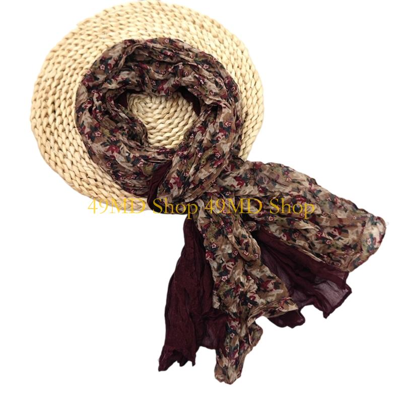49MD Fashion Crinkled Scarf Stylish Layering Neckwear Polyester Long Scarf For Women