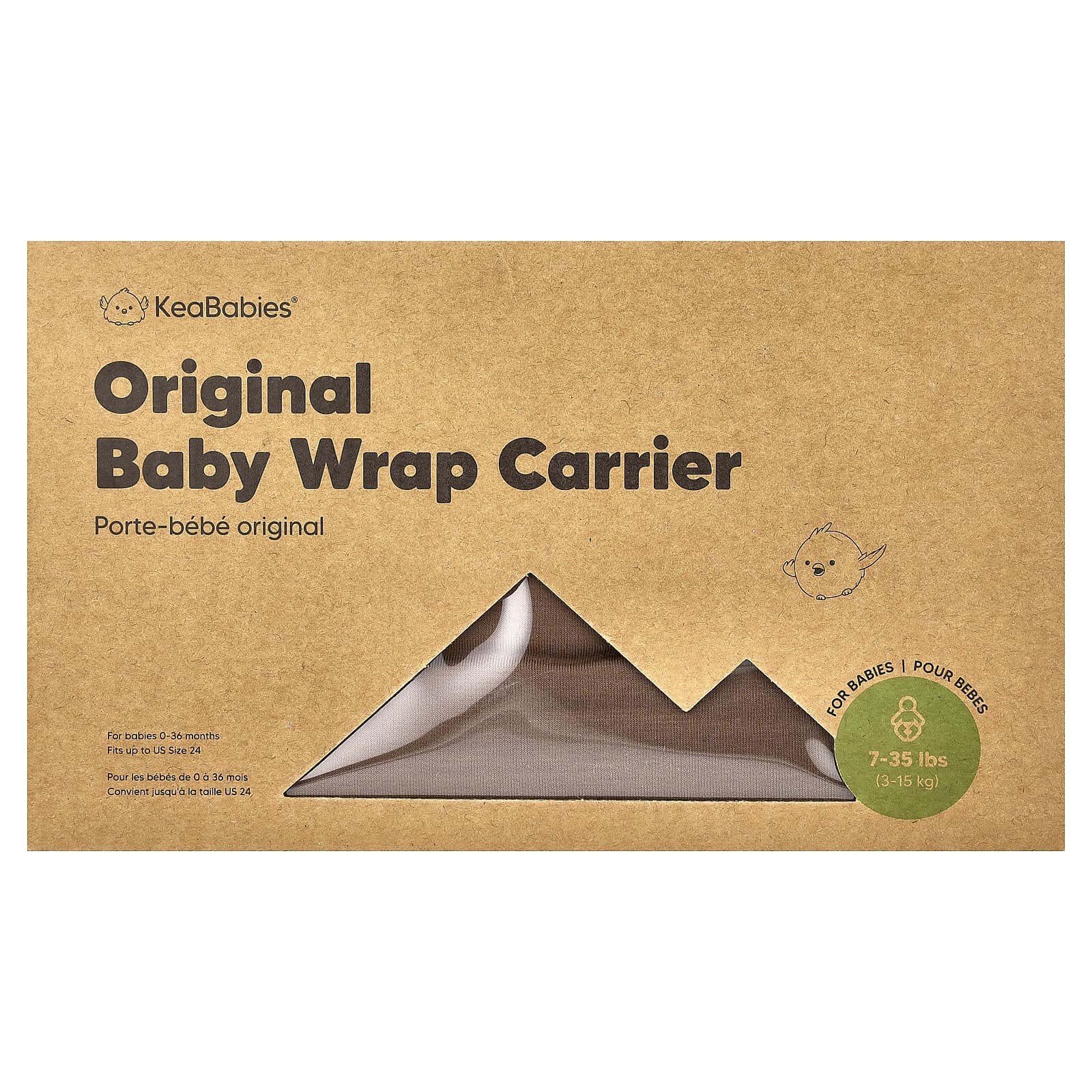 

KeaBabies Original Baby Wrap Portable Support, 0-36 Months, Saddle Brown, 1 Count