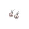 Princess Diana-Style Purple Freshwater Pearl 5A Stud Earrings - Elegant and Exquisite Design for Women